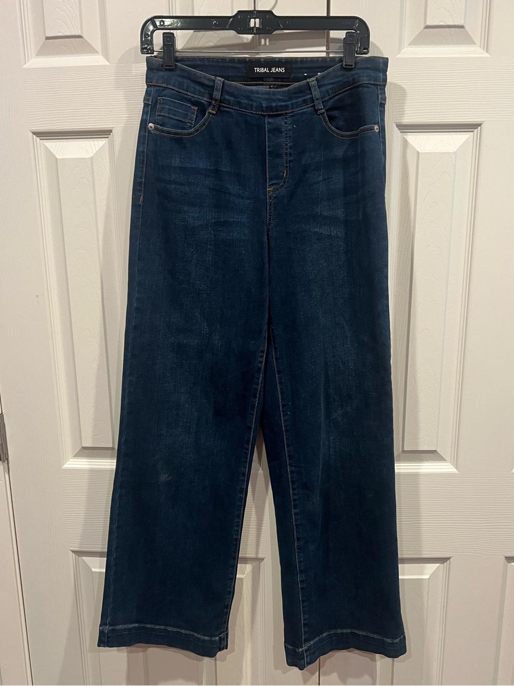 Women's Dark Blue Tribal Jeans Brand Wide Leg Jeans